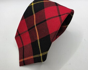 Polo Ralph Lauren Red Black Plaid Wool Tie Hand Made USA Tartan Scottish Tie