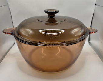 Corning Visions Amber Glass Dutch Oven Stockpot with Lid 4.5L V-1.5-C USA Made