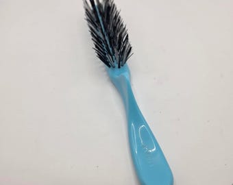 Avon Vintage Light Blue Hair Brush Black White Synthetic Bristles Logo