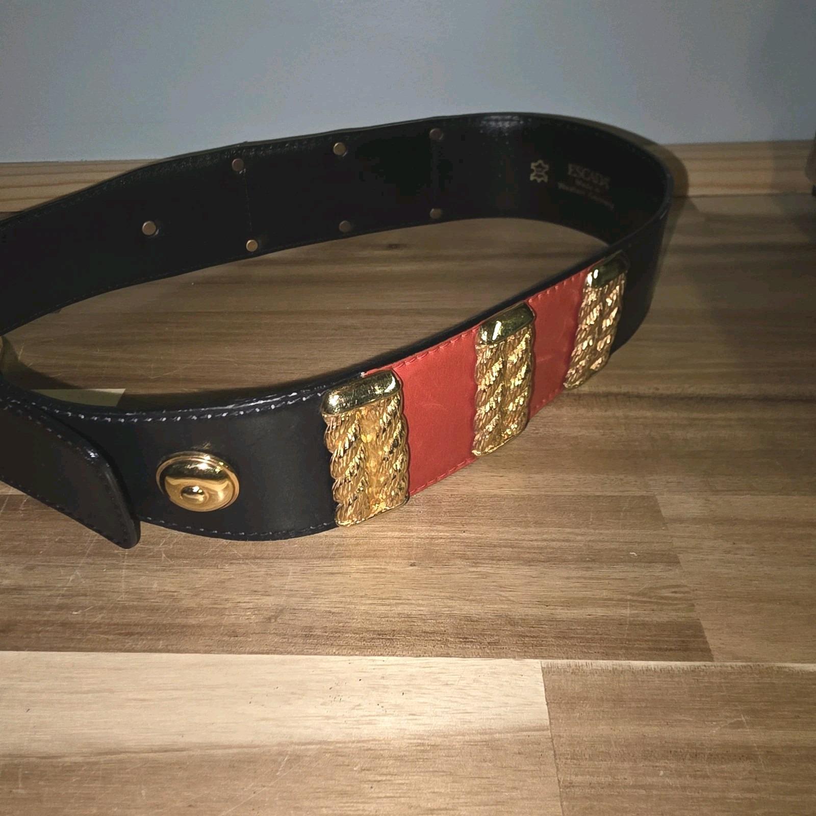 Vintage Escada Belt ~ Red/navy/ Gold ~ Size 34 XS Military  display picture 3