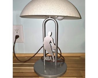 Vintage NBA Logo Basketball Silver Metal Table Desk Lamp