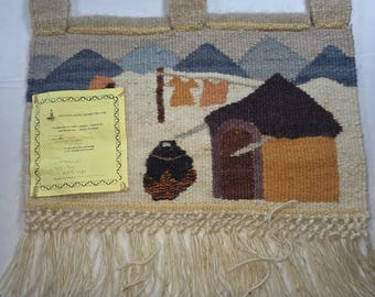 Lesotho Afrikansk 100% Mohair Handvävd Bytapet Matanki 45x30