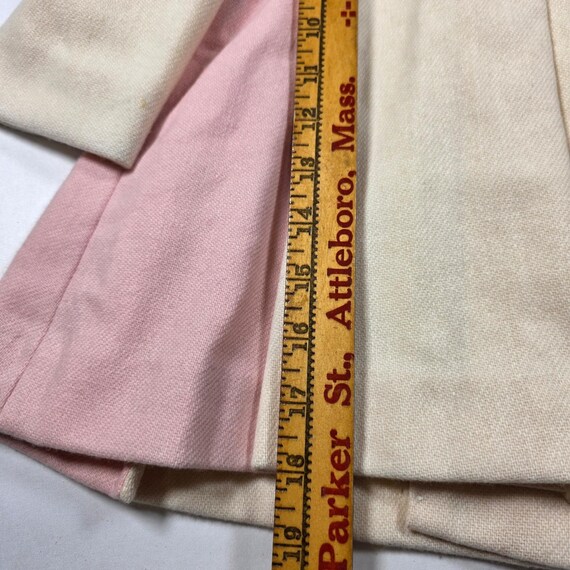 Vtg FW Fischer Designs Girls 3T Wool Blend Coat & Bonnet Pink Cream Scalloped View 3