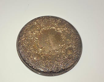 Towle Sterling Silver Pocket Mirror Vintage Repousse Floral Scroll Ornate 3in
