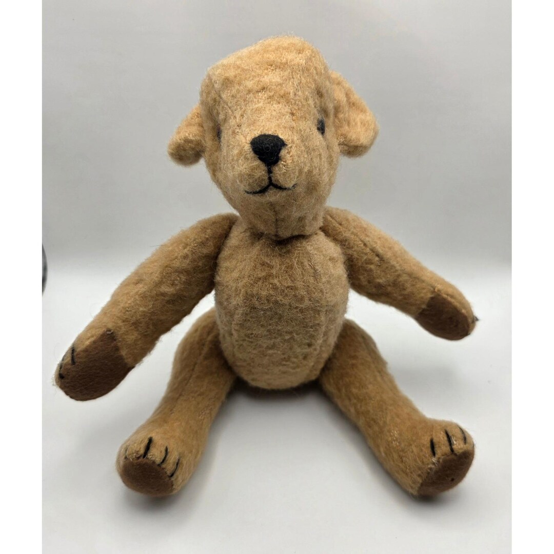Vintage Jointed Mohair Teddy Bear Tan Brown Hand Stitched Glass Eyes 13 ...