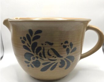 Pfaltzgraff Dorf Steinzeug Batter Schüssel 2.5 Qt Tan Blue Volkskunst 464 USA Selten