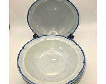 International China American Patchwork Heritage Soup Bowls Blue Set of 4