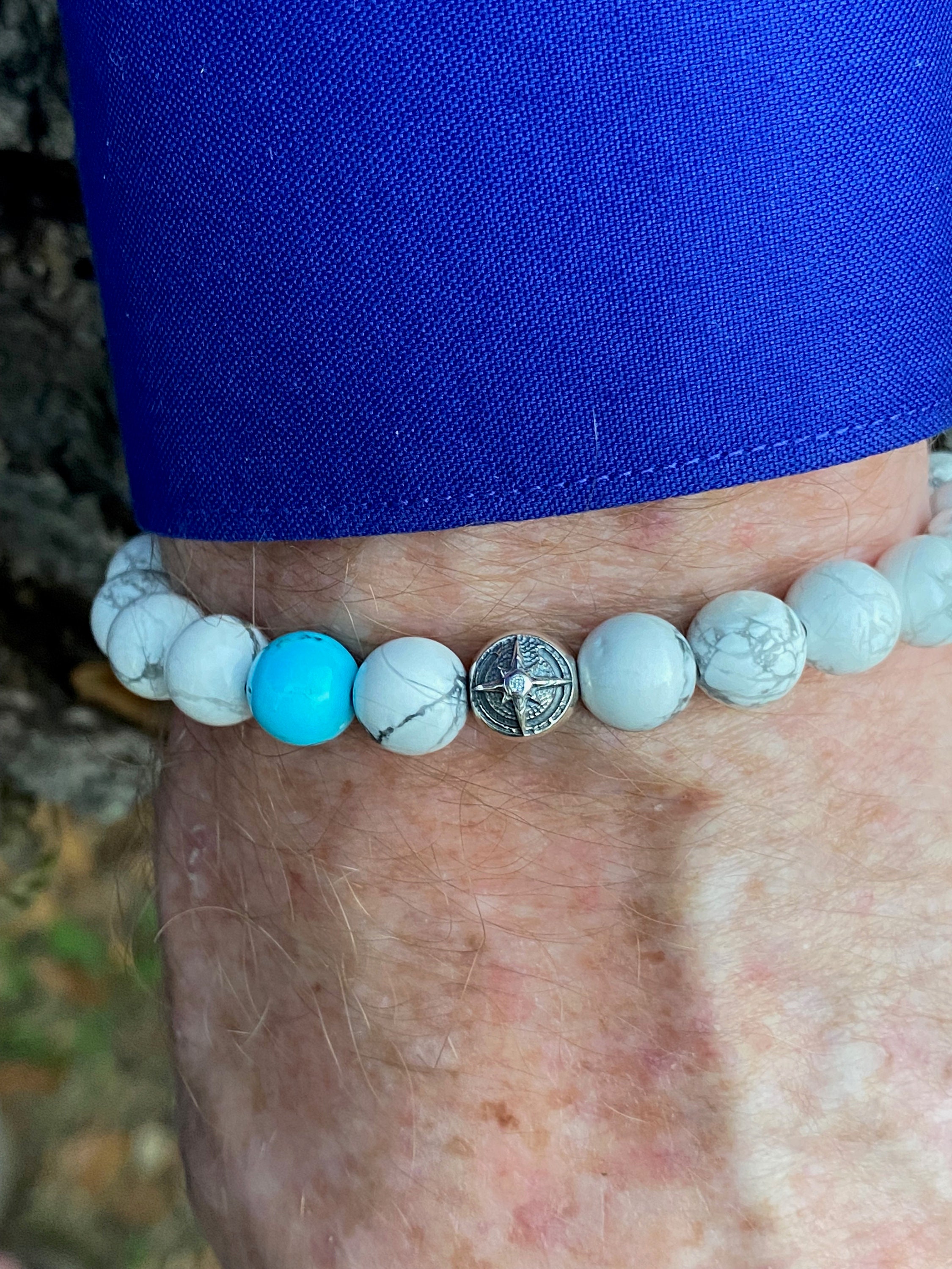 White Howlite, Diamond, Kingman Turquoise, and 925 Silver  display picture 2