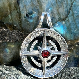 Women&#39;s 925 Silver & Garnet Compass Pendant by Global Zen Life