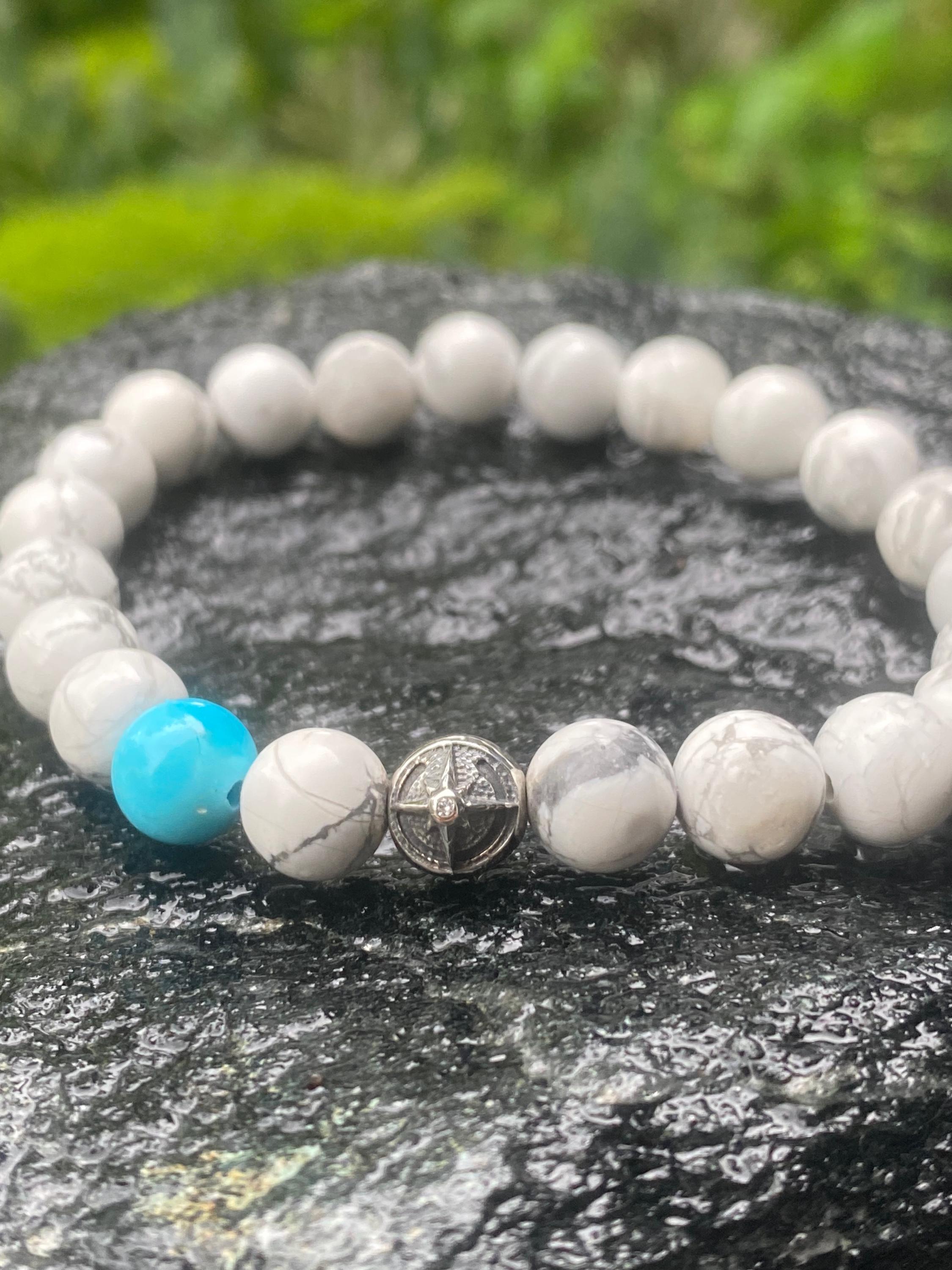 White Howlite, Diamond, Kingman Turquoise, and 925 Silver  display picture 1