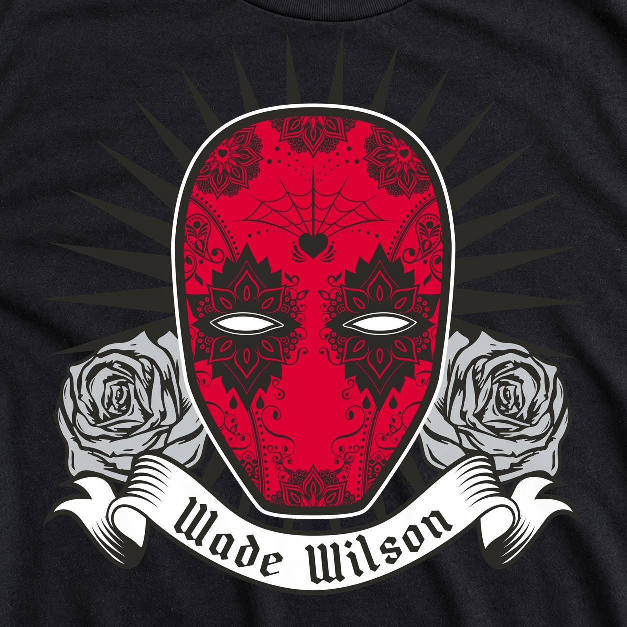Masked mercenary sugar skull illustration