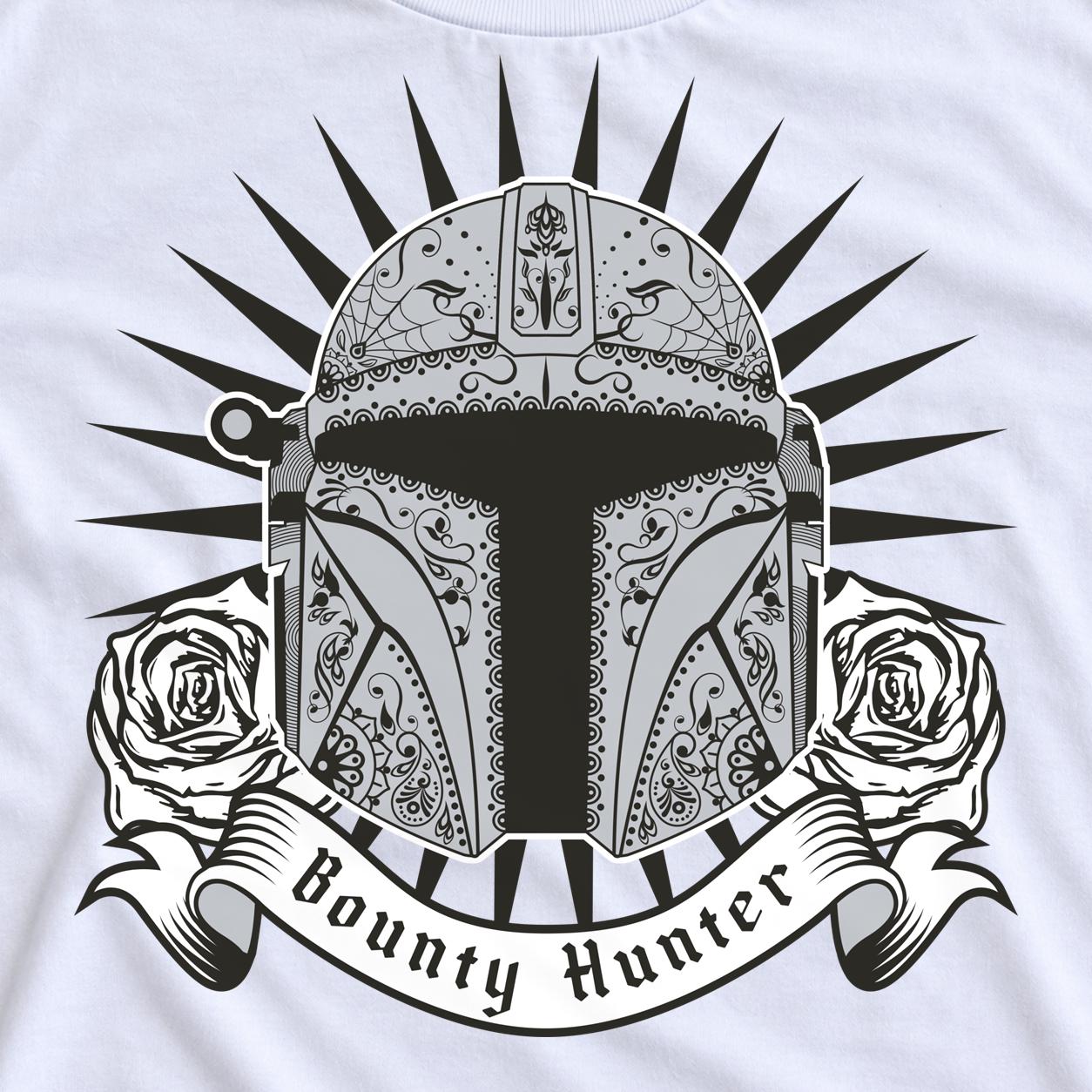 Armored bounty hunter sugar skull helmet illustration