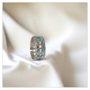 Special 925 Sterling Silver Ring with turquoise enamel