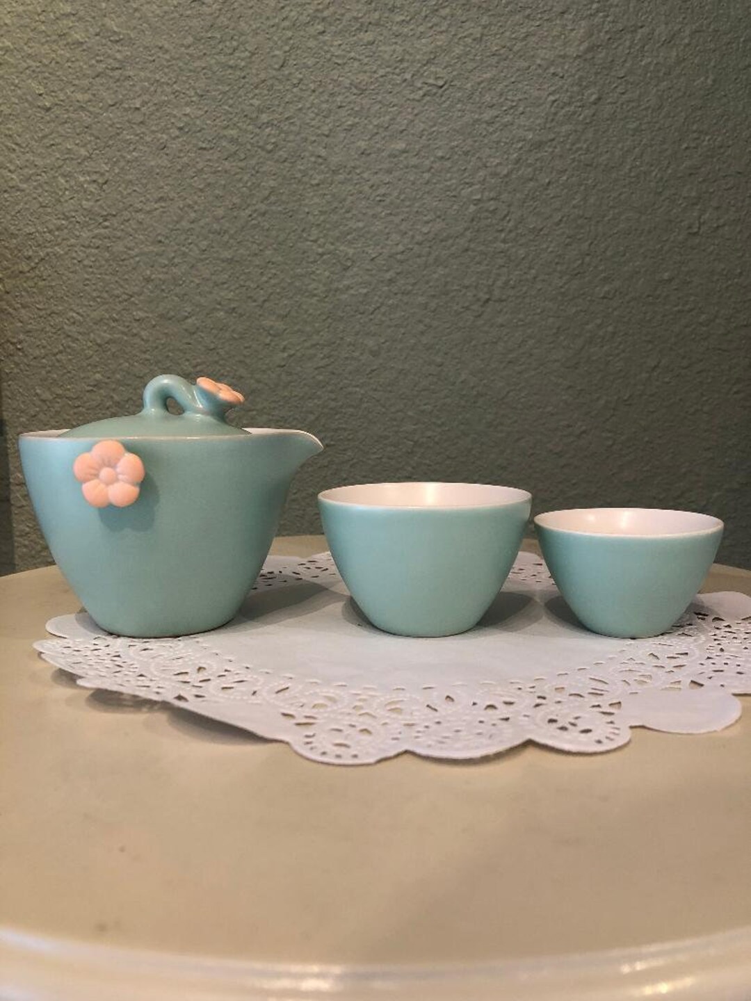 Ceramic Teapot & Cups Set Shiboridashi Cherry Blossom HANDMADE Birthday