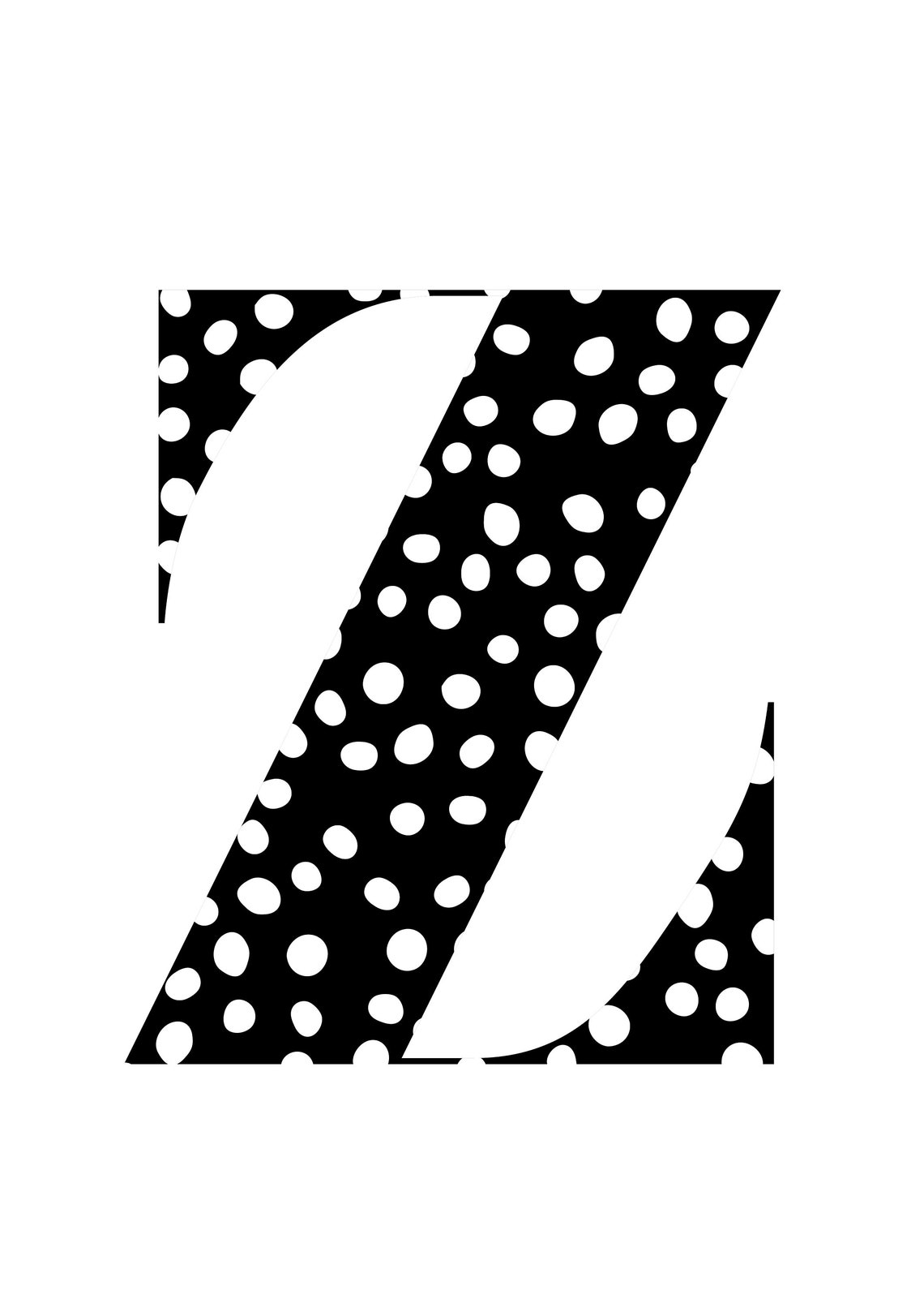 black white spotted letter print a z etsy