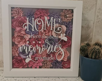 Hand Rolled Paper Flower Deep Box Frame, Wall Decor, Gift For Her, Friend/Family Gift Idea
