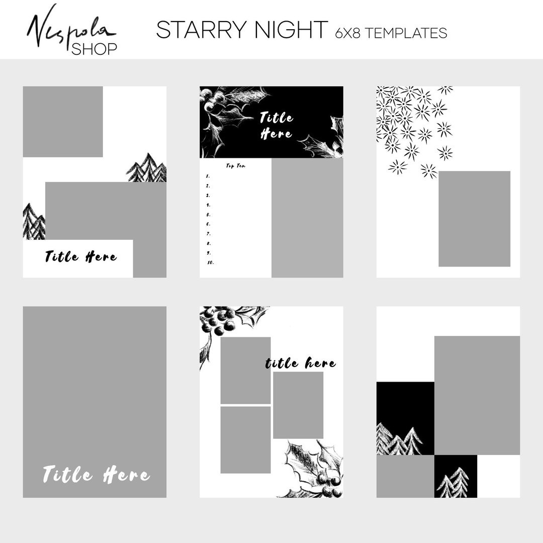 Starry Night Templates 6x8 Digital Project Life Templates - Etsy
