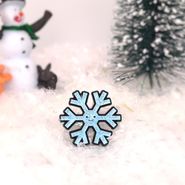 Christmas Snowflake Kawaii Pin | Cute Small Winter Snow Enamel Pin | Weather Pin
