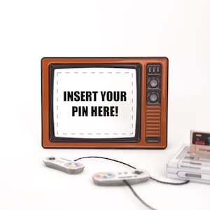 Retro 80s TV Pin | Frame Your Pin in Another Enamel Pin | 1980s Wooden Television | Cute Pin Collection Display