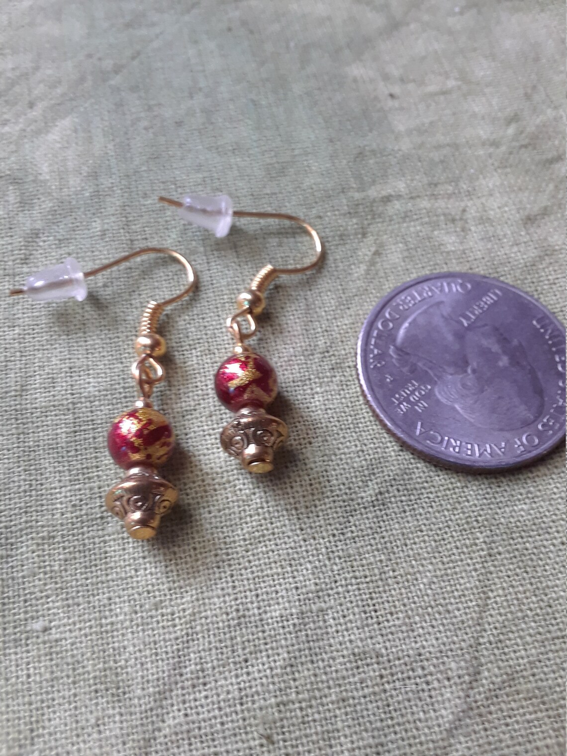 Red and Gold Earrings Etsy