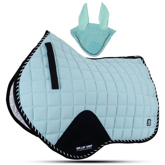 White GLP General Saddle Pads with Matching Fly Veil Set