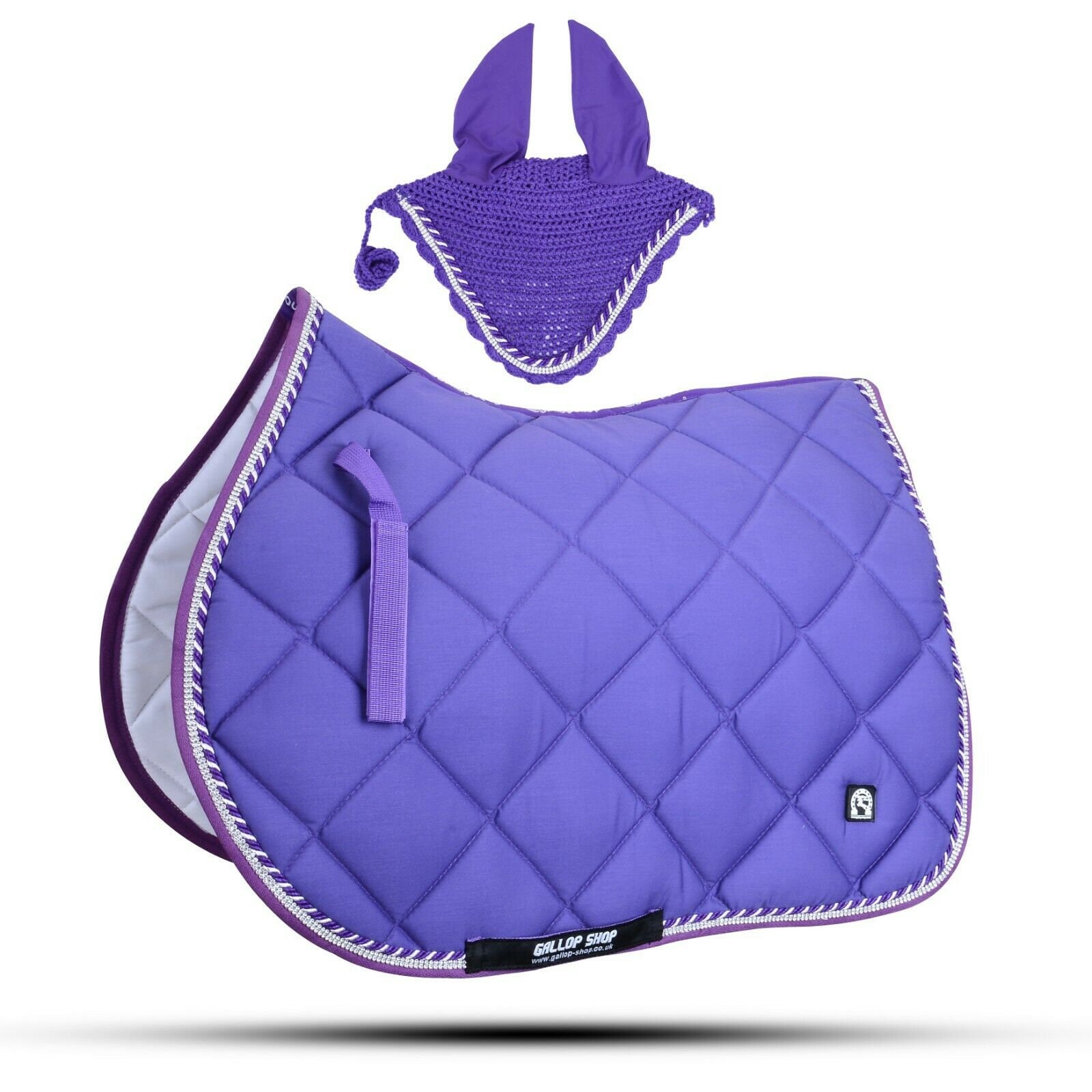 US Flag All Purpose English Saddle Pad Set With Matching Fly Veil Horse