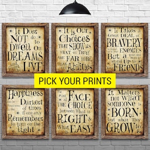 La felicidad se puede encontrar, carteles decorativos, impresiones artísticas en la pared, conjunto de Harry Potter imprimible, citas de Albus Dumbledore, colección de carteles de regalo para guardería escolar