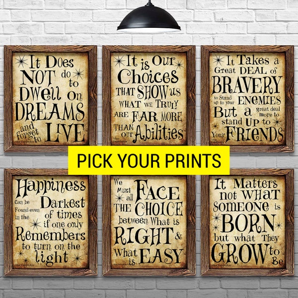 Happiness Can Be Found Decor Posters Wall Art Prints Set Harry Potter Printable Albus Dumbledore Quotes School Nursery Gift Signs Collection