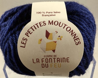 Pelote de pure laine française Romney Bleu nuit