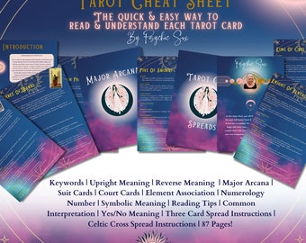 Tarot Interpretation Tarot Cheat Sheet Tarot Spread Beginners Guide Tarot Glossary Instant Download Spiritual Tarot Reading Tool Tarot Deck