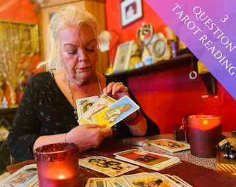 Lectura de Tarot de 3 preguntas Lectura de cartas de Tarot Predicciones psíquicas, Pasado Presente, Lectura de amor futuro Lectura de dinero por Psychic Sue