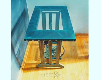 Industrial Style Sewing Machine Desk or Table Metal Vintage Entry Office Design