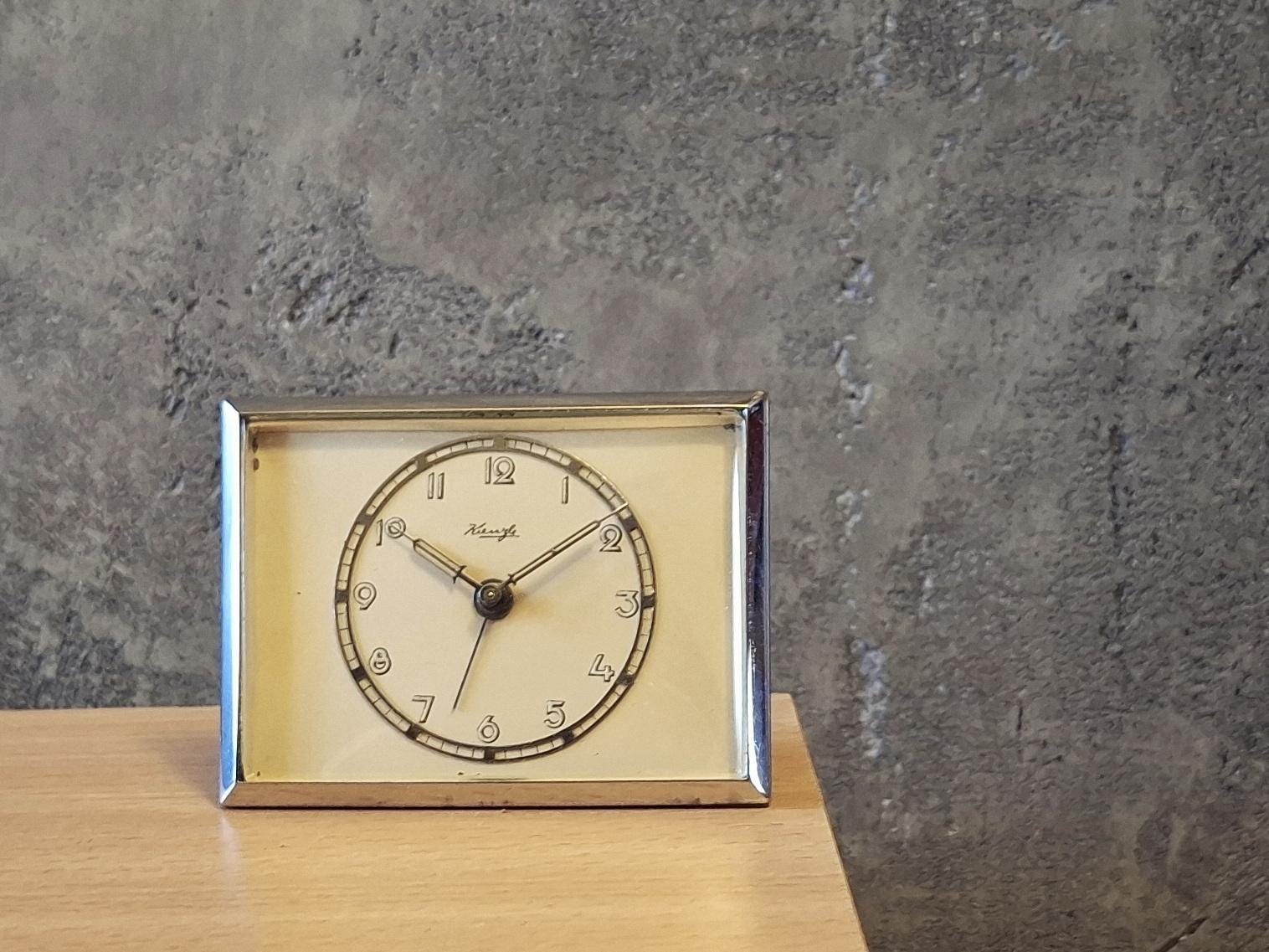 Kienzle Table Clock Vintage 1950s Alarm Mechanical Art Deco Design