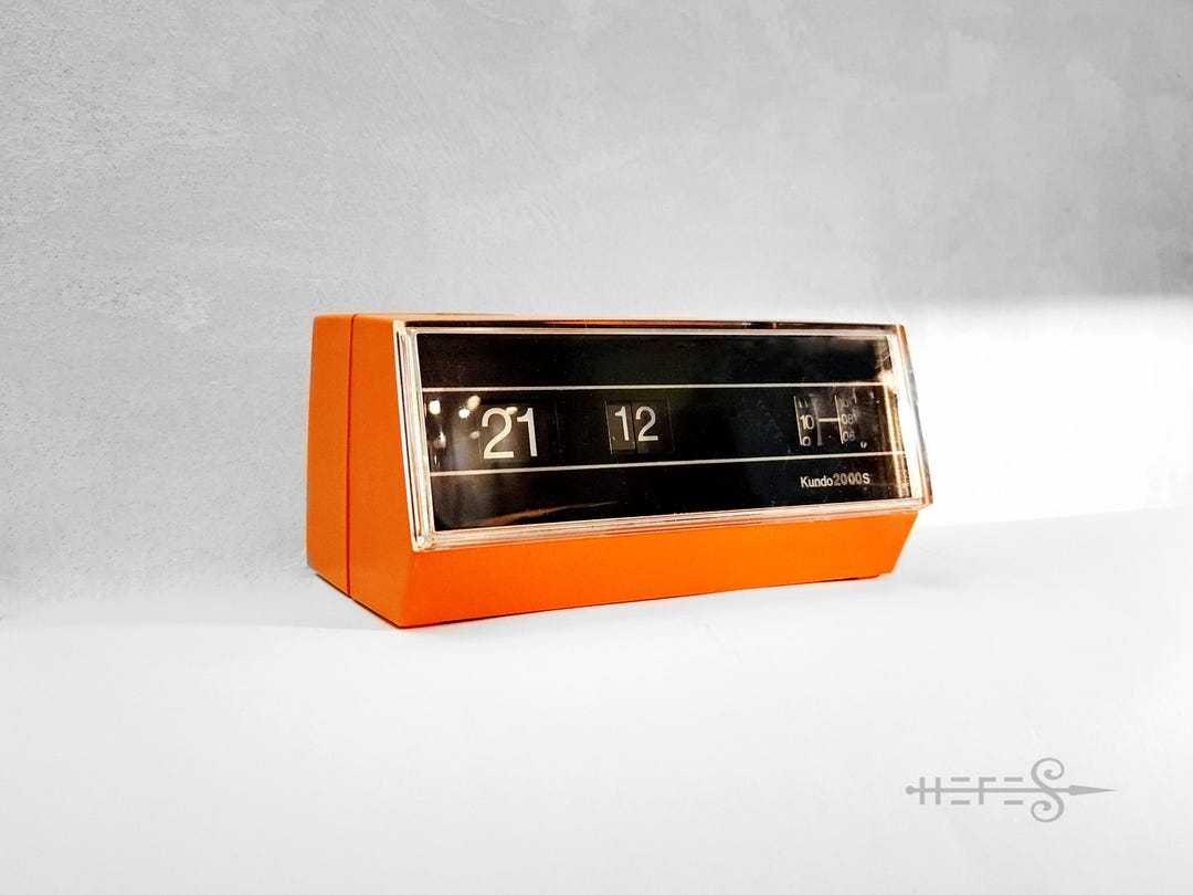 Kundo 2000S Flip Desk Alarm Clock Germany 1970s Orange Vintage Mid ...
