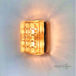 Limburg Glass Germany 1970s Vintage Rectangular Wall Lamp Embossed Glass