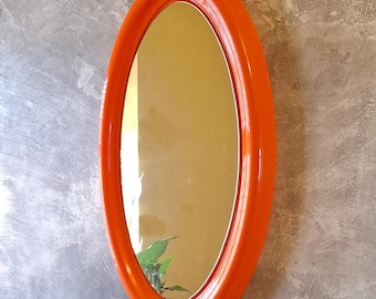 Orange Mirror Italy Design 1970s Space Age Vintage Interior Decoration Unique Made In Yugoslavia
