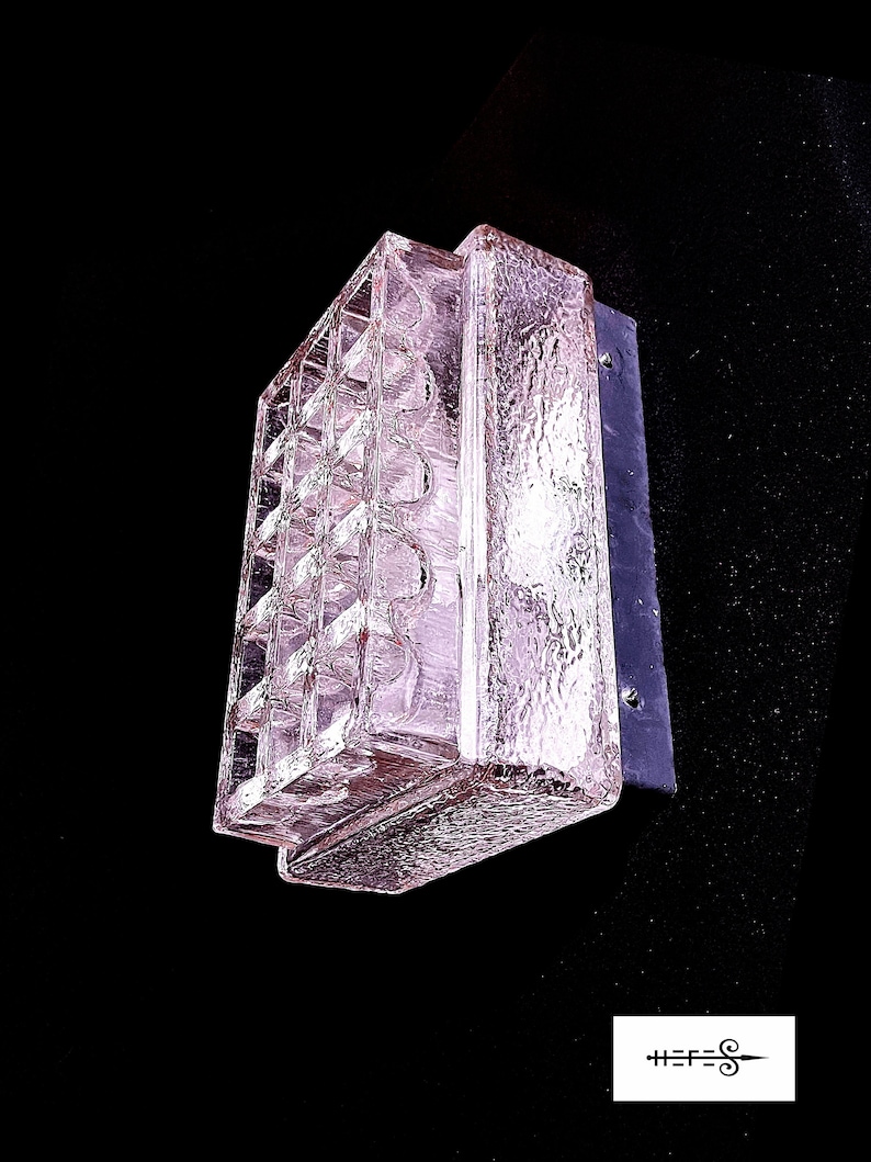 Rectangular Embossed Light Limburg Glass Germany 1970s Vintage Rectangular Wall Lamp Embossed ...