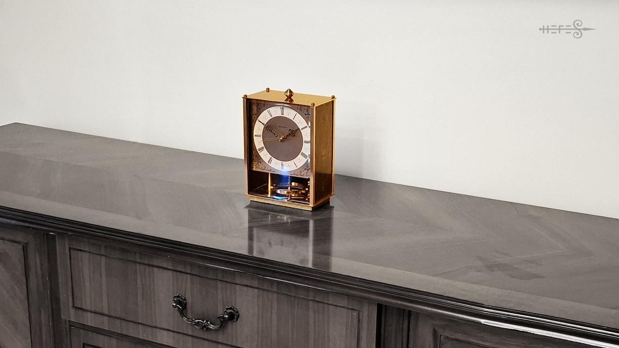 Vintage Hettich Table Clock: 1960s Brass Mechanical Pendulum