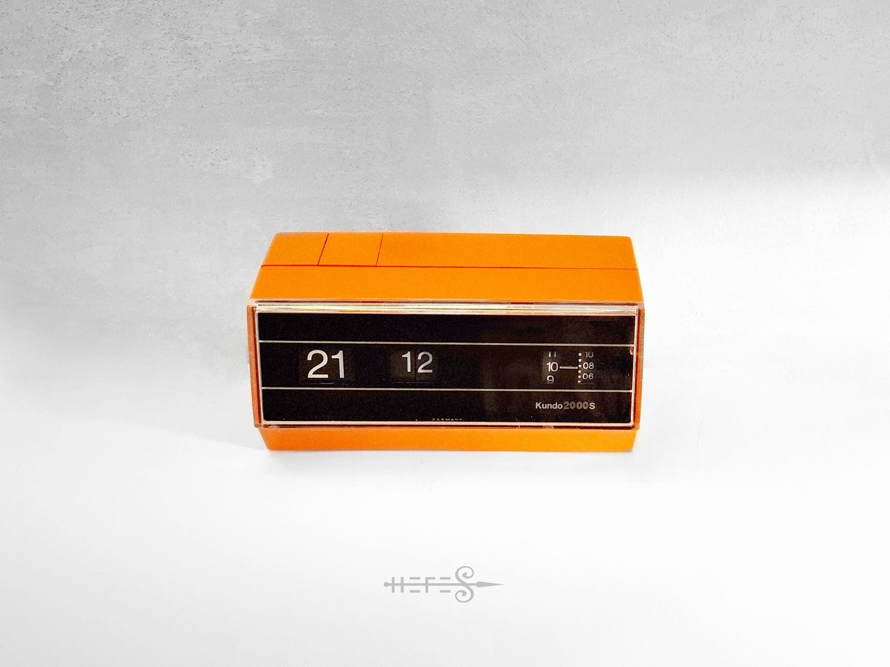 Kundo 2000S Flip Desk Alarm Clock Germany 1970s Orange Vintage Mid ...