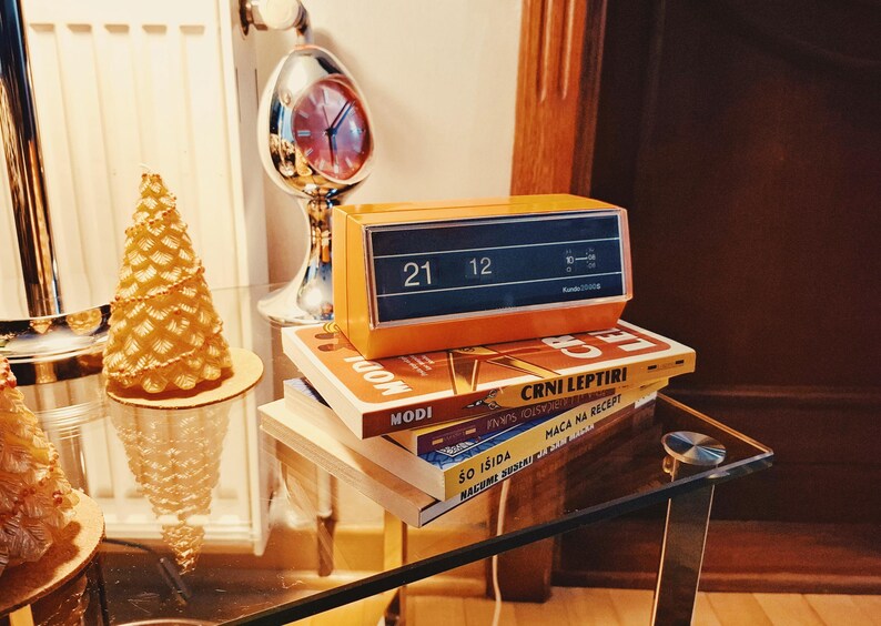 Kundo 2000S Flip Desk Alarm Clock Germany 1970s Orange Vintage Mid ...