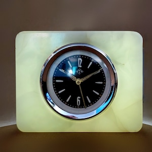 Junghans Art Deco Onyx Stone Table Shelf Clock Translucent 1930s