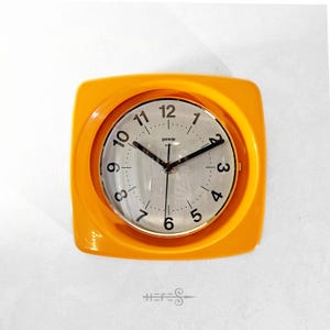 Gorenje Clock Yugoslavia 1970s Orange Space Age Design Vintage Timepiece