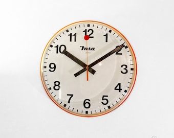 Insa Orange Wall Clock: 1970s Industrial Space Age Decor