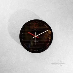 Prim Black Wall Clock Mid Century 1980s