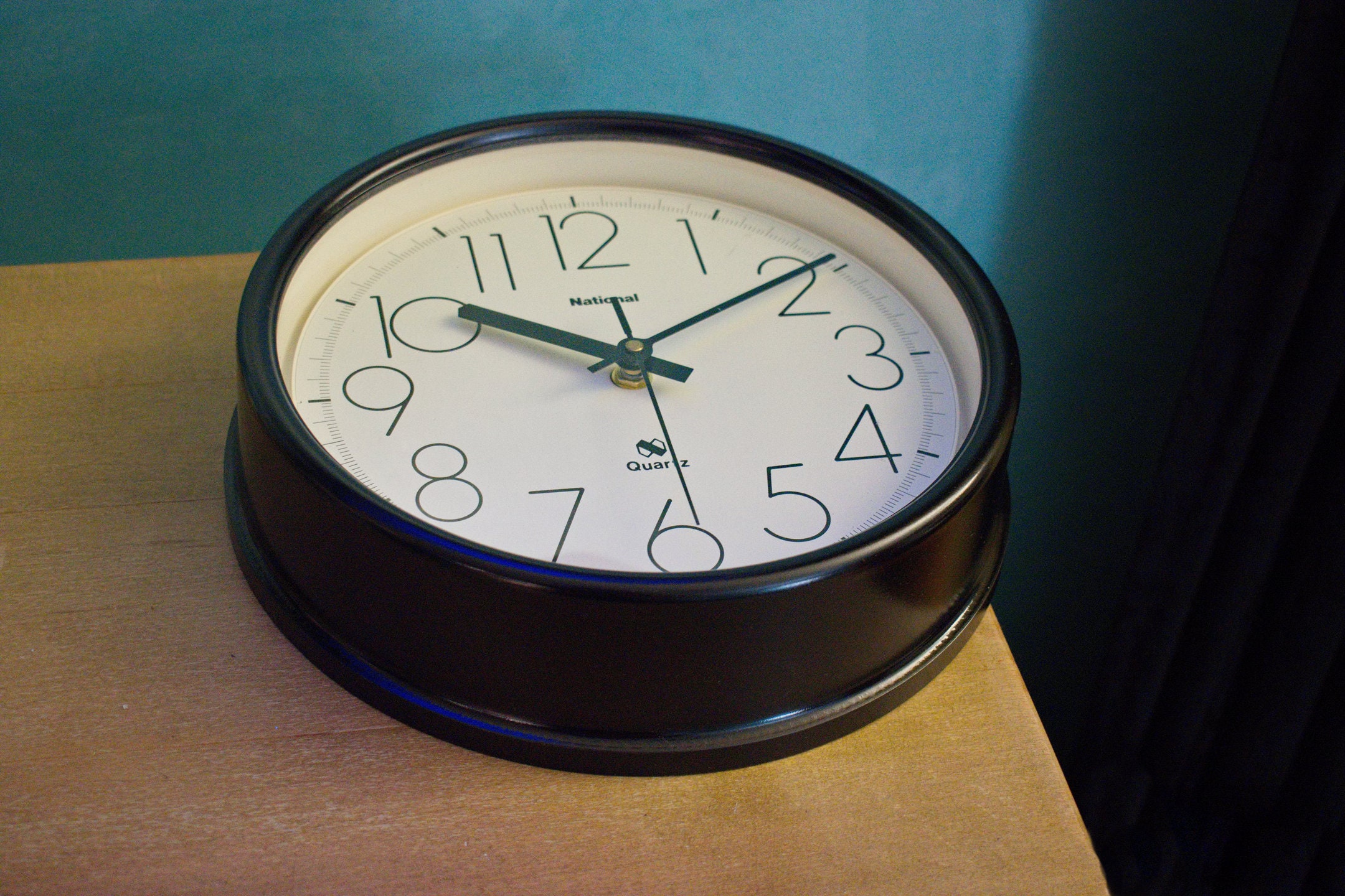 National Panasonic Japanese Wall Clock Black & White Body Vintage 