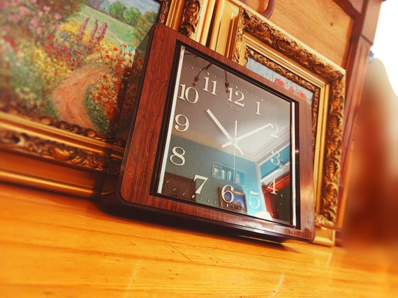 Seiko Tc 804 Large Clock Japan 1960s Top Quality Wooden Art