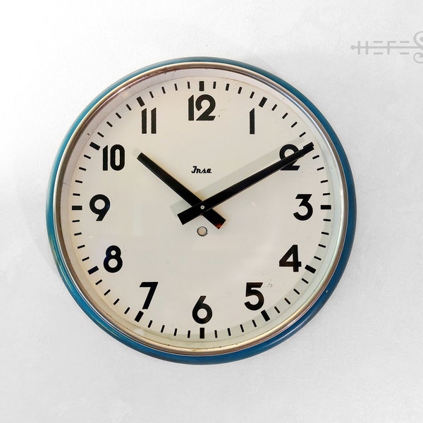 Insa Wall Clock Made in Yugoslavia Vintage Industrial Style School Factory 1950s 1960s Railway