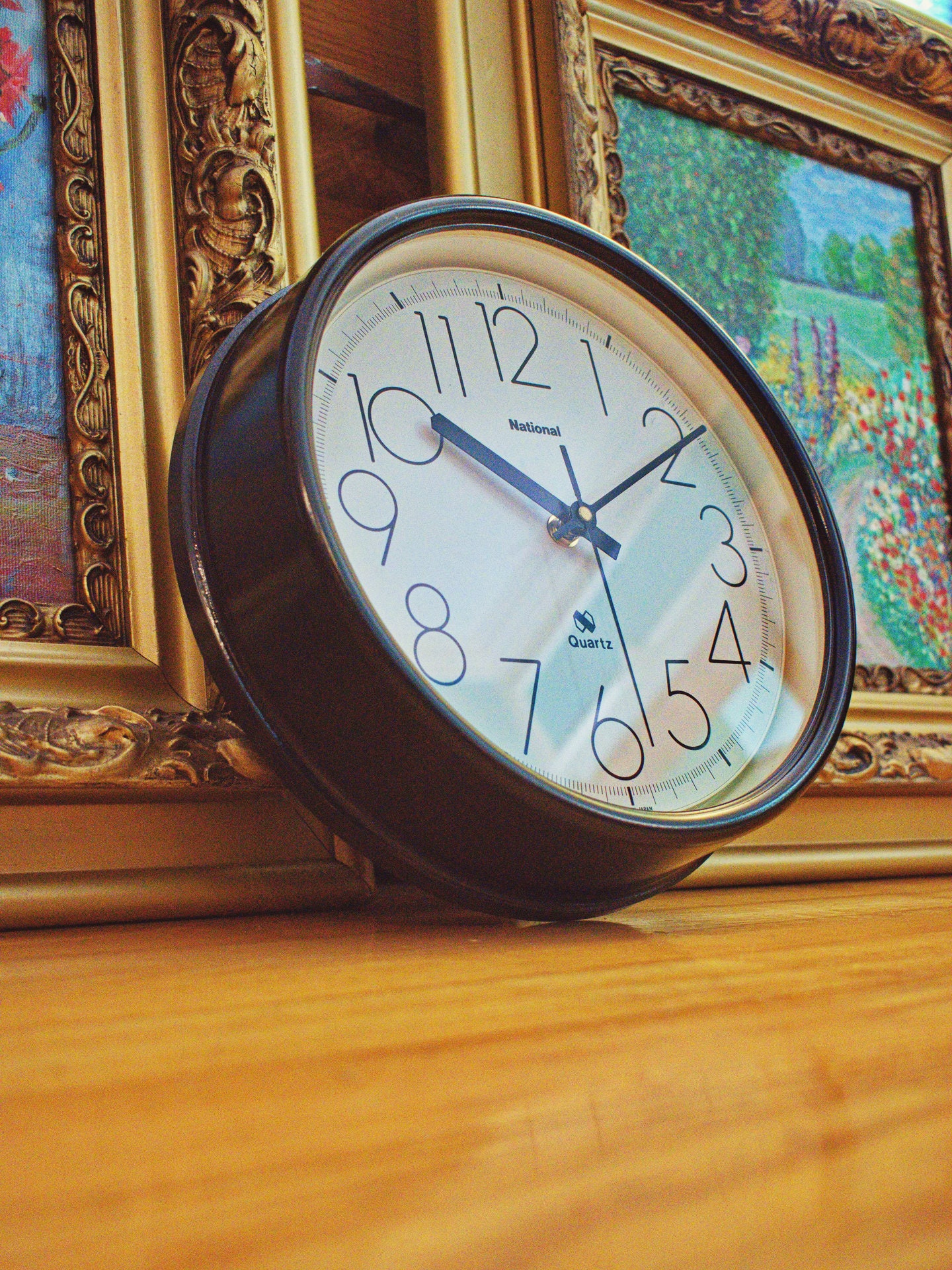 National Panasonic Japanese Wall Clock Black & White Body Vintage