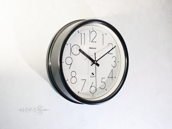 Panasonic CARD TYPE World Wide Clock 非売品 National Panasonic Japanese Wall Clock Black & White Body