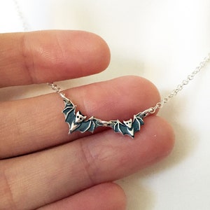 Mom and Baby Bat Necklace, Sterling Silver, Bat Jewelry, Small Tiny Bat, Micro, Delicate, Dainty, Gift For Her, Witchy, Spooky, Halloween,
